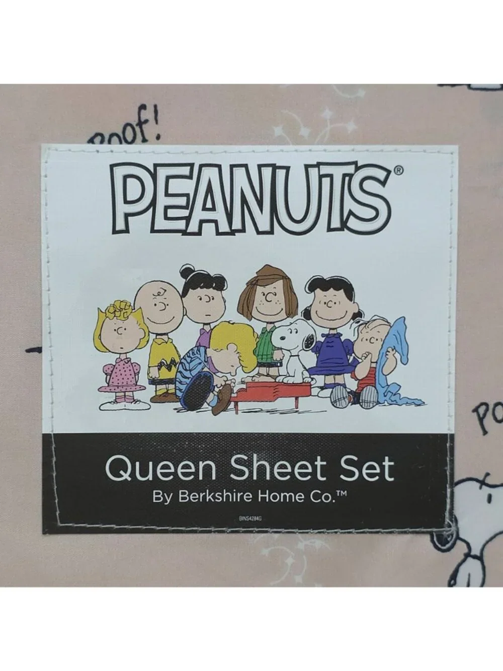 Peanuts Snoopy Queen Sheet Set By Berkshire Pale Pink with Dandelion & Poof